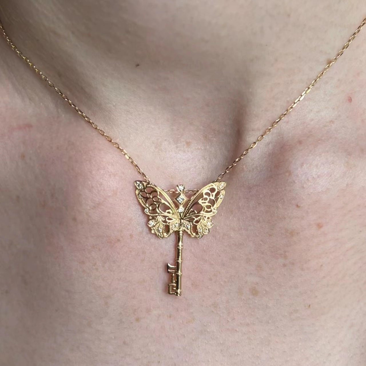 Butterfly Key Necklace - Gold - Plated - Abbott Atelier