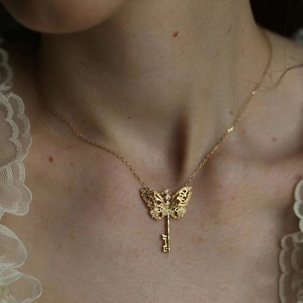 Butterfly Key Necklace - Gold - Plated - Abbott Atelier