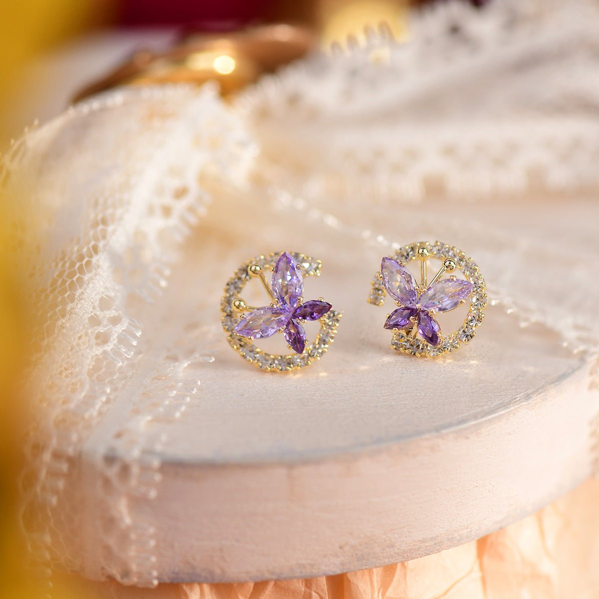 Butterfly Stud Earrings - Lilac - Hypoallergenic - Abbott Atelier