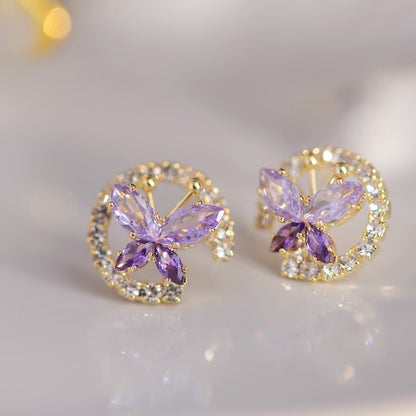 Butterfly Stud Earrings - Lilac - Hypoallergenic - Abbott Atelier