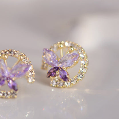 Butterfly Stud Earrings - Lilac - Hypoallergenic - Abbott Atelier