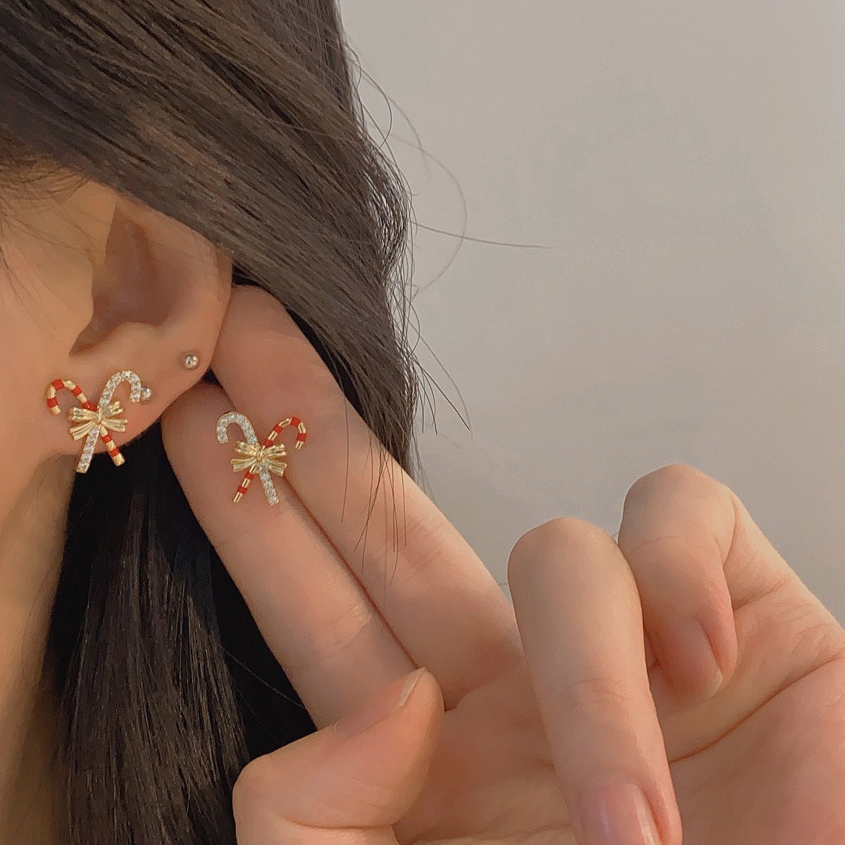 Candy Cane Stud Earrings - Hypoallergenic - Abbott Atelier