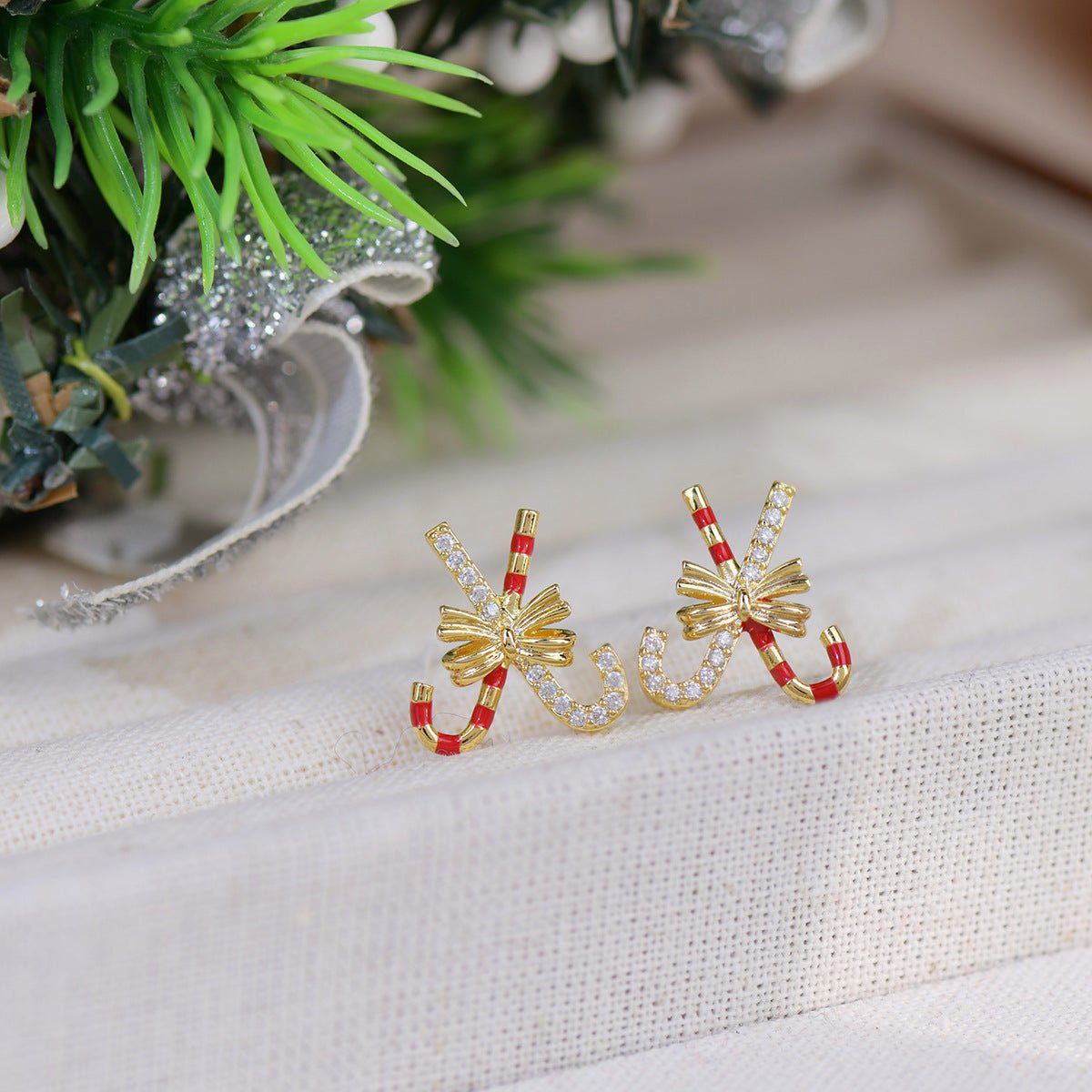 Candy Cane Stud Earrings - Hypoallergenic - Abbott Atelier