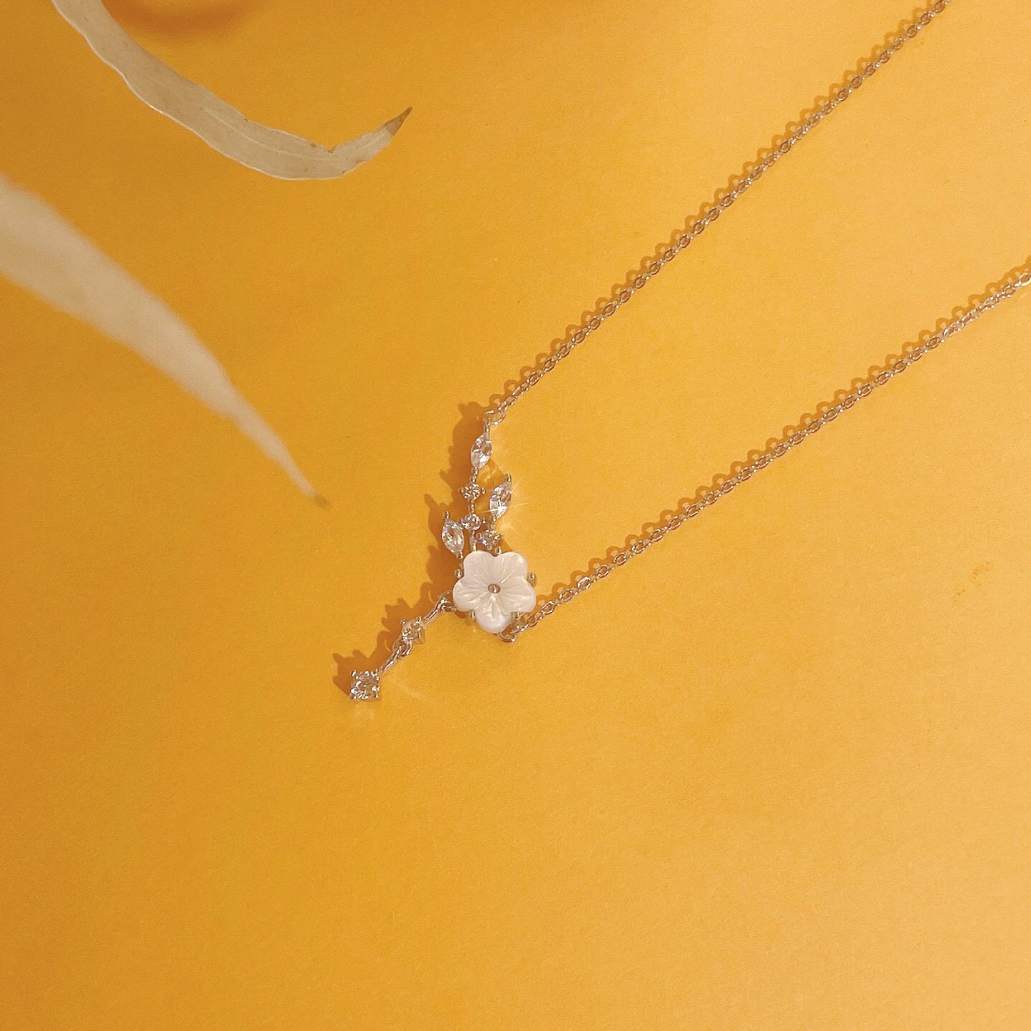 Cherry Blossom Necklace (Solid Silver) - Hypoallergenic - Abbott Atelier