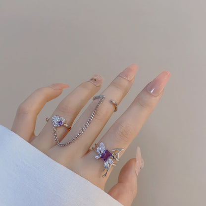 [Clearance] Amethyst Ring Set - Gold - Plated - Abbott Atelier