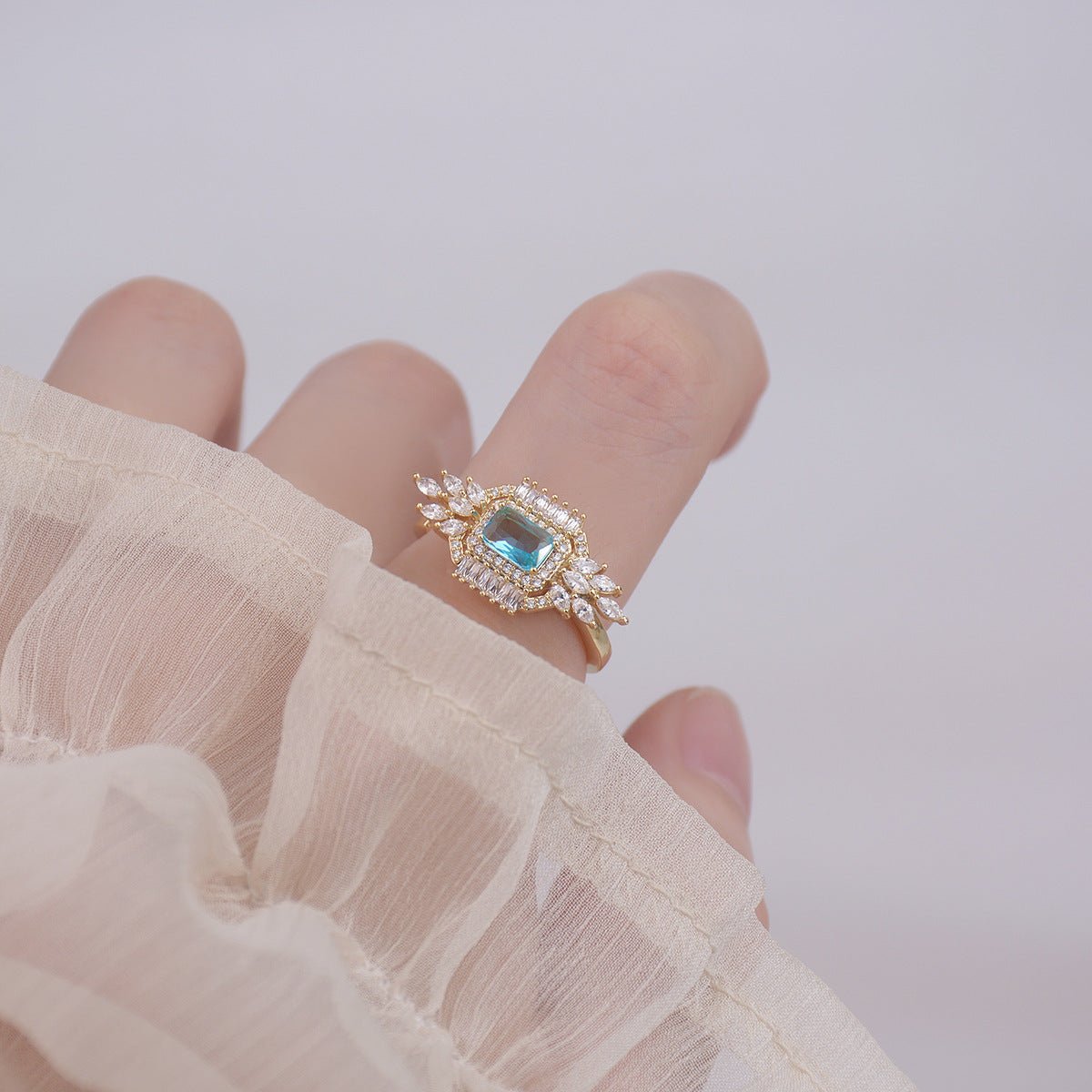 [Clearance] Blue Gemstone Ring - Arielle - Gold - Plated - Abbott Atelier