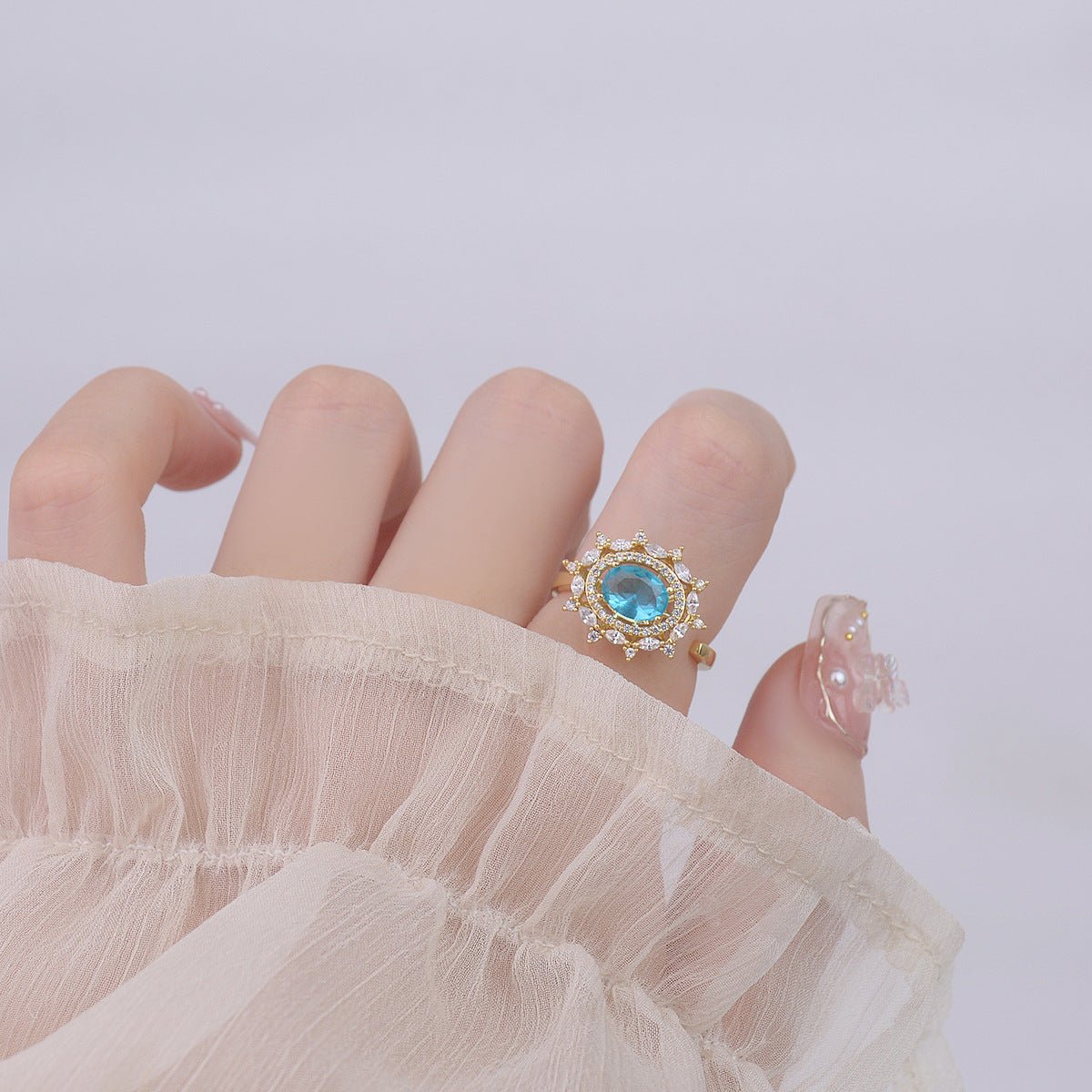 [Clearance] Blue Gemstone Ring - Marilyn - Gold - Plated - Abbott Atelier
