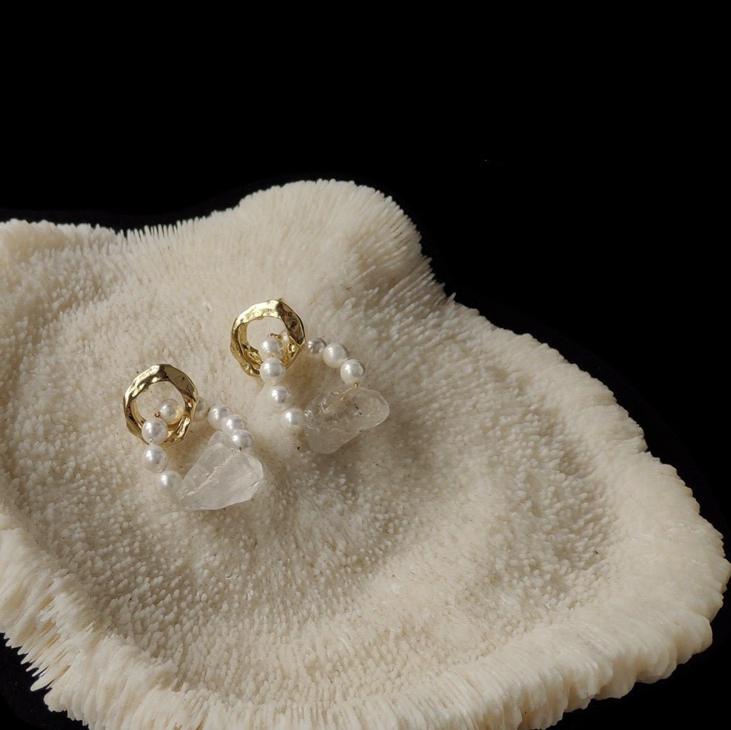 [Clearance] Clear Quartz Earrings - Hypoallergenic - Abbott Atelier