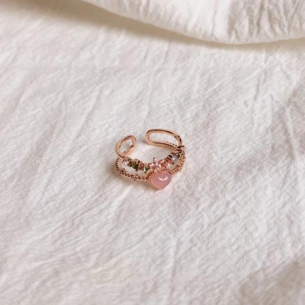 [Clearance] Floral Heart Ring - Emma - Gold - Plated - Abbott Atelier