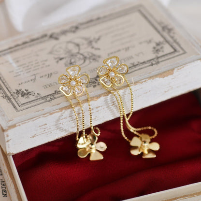 [Clearance] Flower Drop Earrings - Heather - Hypoallergenic - Abbott Atelier