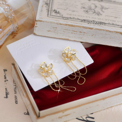 [Clearance] Flower Drop Earrings - Heather - Hypoallergenic - Abbott Atelier