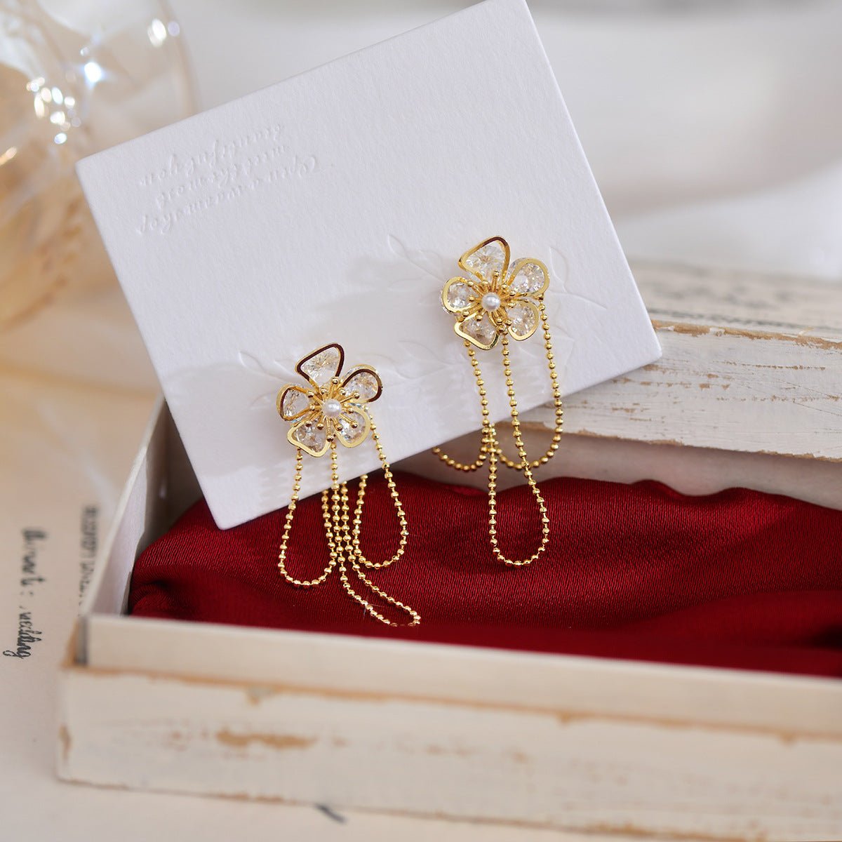 [Clearance] Flower Drop Earrings - Heather - Hypoallergenic - Abbott Atelier