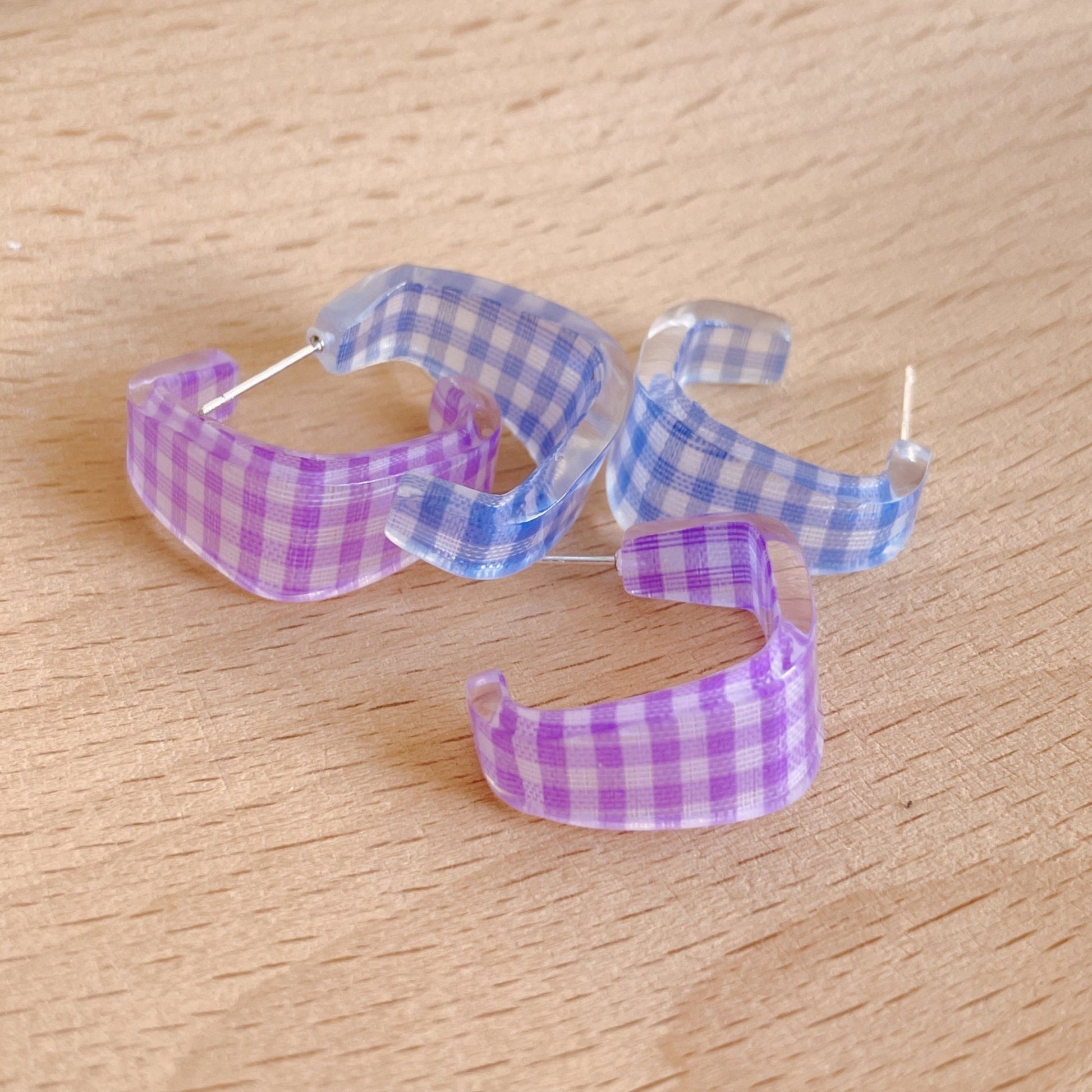 [Clearance] Gingham Earrings (3 Colors) - Hypoallergenic - Abbott Atelier