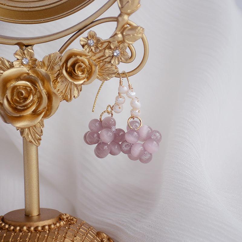 [Clearance] Grape Earrings - Cat's Eye Stone - Abbott Atelier