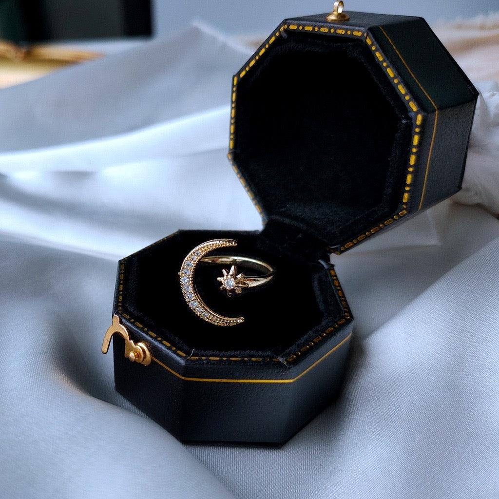 [Clearance] Moon and Star Ring - Giselle - Gold - Plated - Abbott Atelier