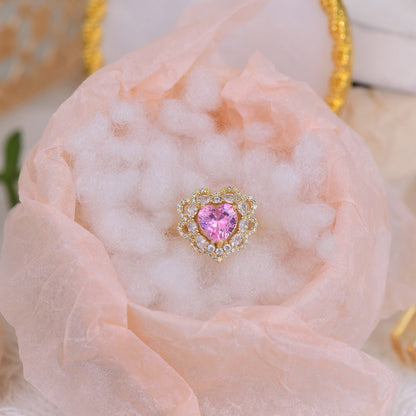 [Clearance] Pink Heart Ring - Melody - Gold - Plated - Abbott Atelier