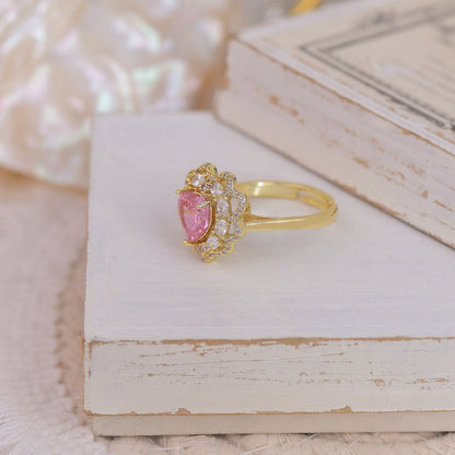 [Clearance] Pink Heart Ring - Melody - Gold - Plated - Abbott Atelier