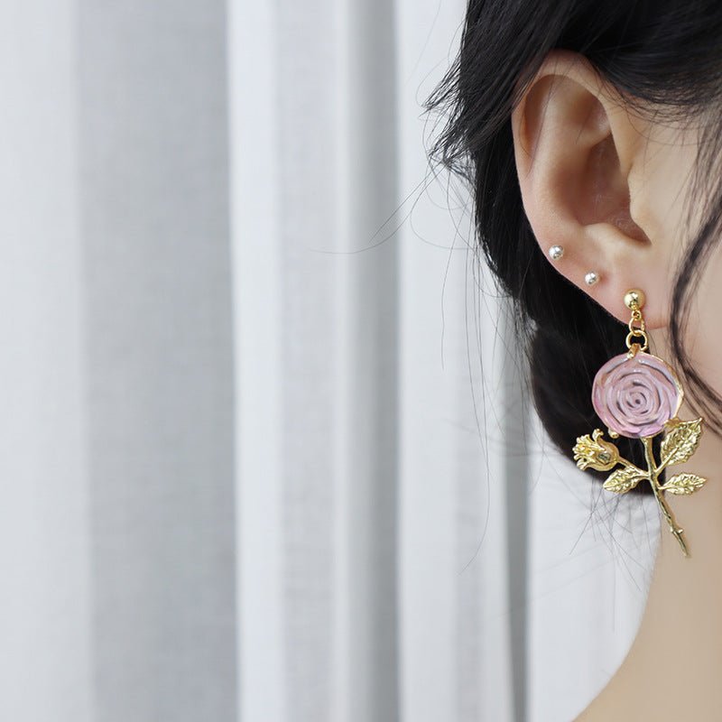 [Clearance] Pink Rose Earrings - Hypoallergenic - Abbott Atelier