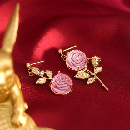 [Clearance] Pink Rose Earrings - Hypoallergenic - Abbott Atelier