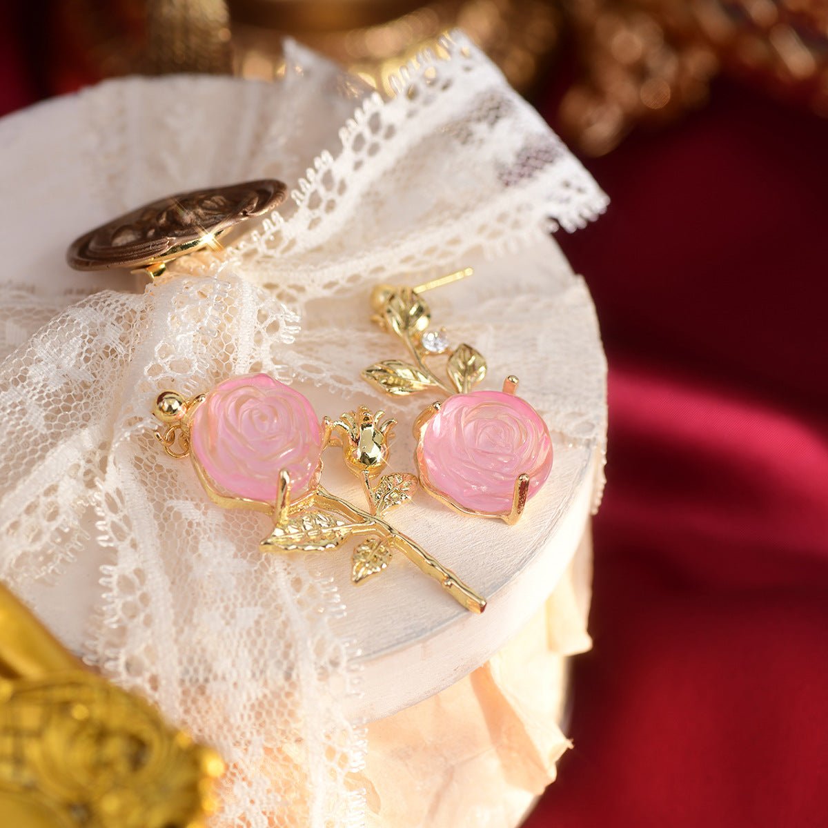 [Clearance] Pink Rose Earrings - Hypoallergenic - Abbott Atelier