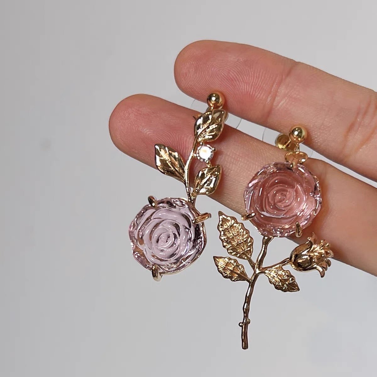 [Clearance] Pink Rose Earrings - Hypoallergenic - Abbott Atelier