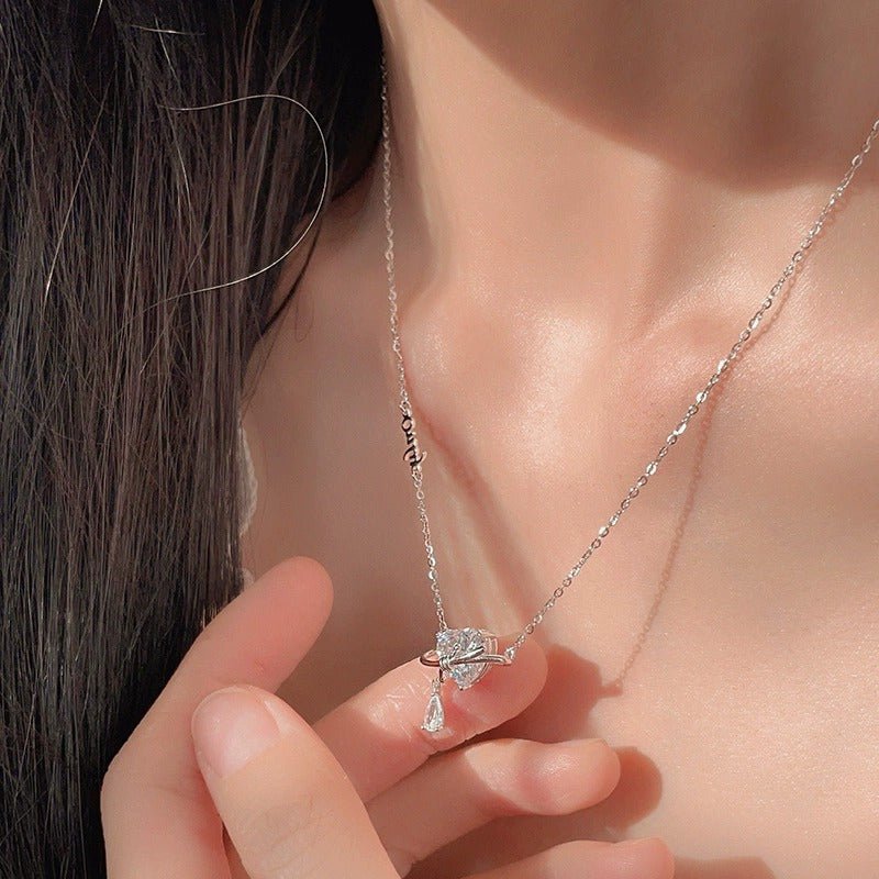 Crystal Heart Necklace (Solid Silver) - Hypoallergenic - Abbott Atelier