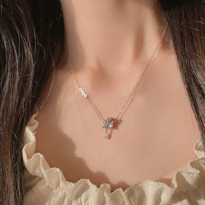 Crystal Heart Necklace (Solid Silver) - Hypoallergenic - Abbott Atelier