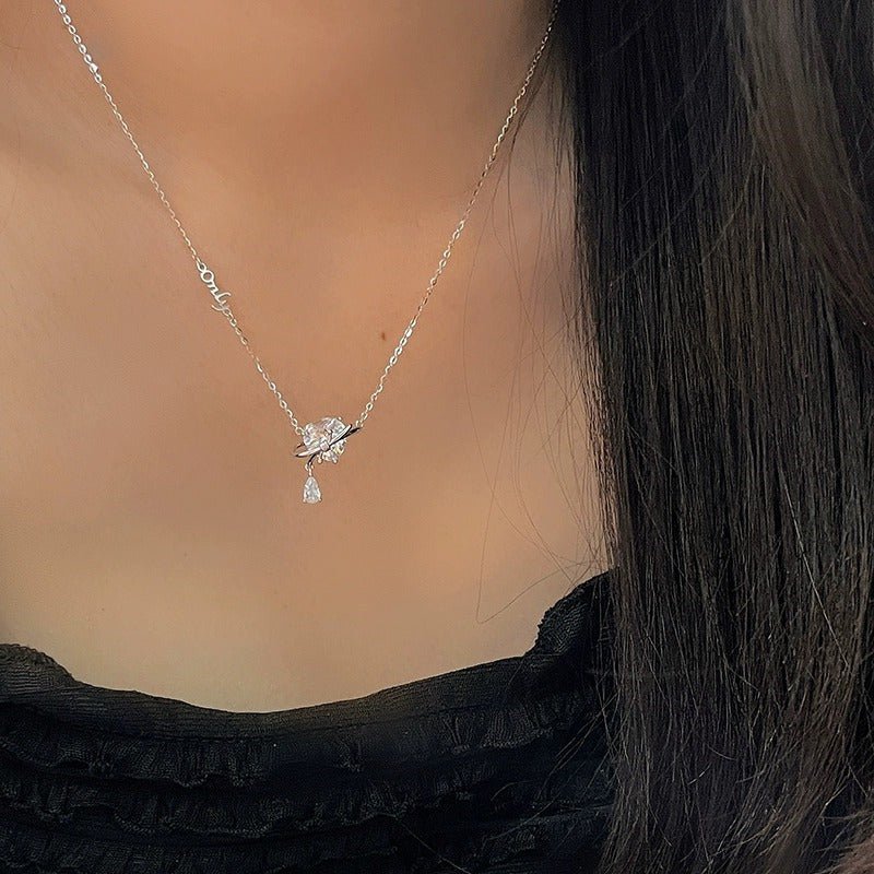 Crystal Heart Necklace (Solid Silver) - Hypoallergenic - Abbott Atelier