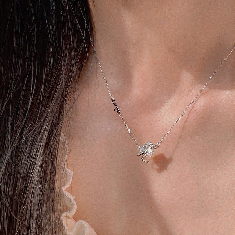 Crystal Heart Necklace (Solid Silver) - Hypoallergenic - Abbott Atelier