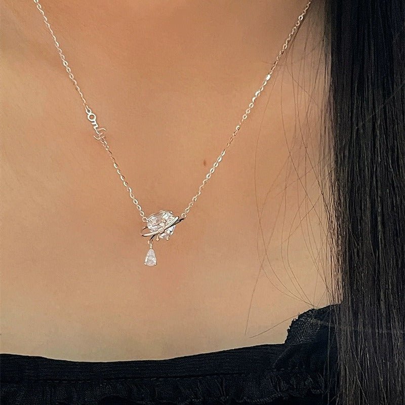 Crystal Heart Necklace (Solid Silver) - Hypoallergenic - Abbott Atelier