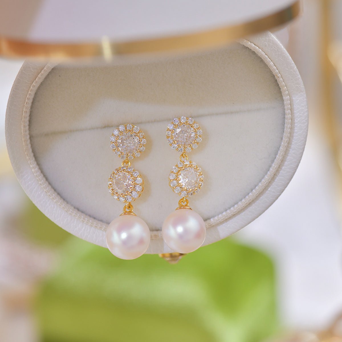 Diamond Pearl Earrings - Hypoallergenic - Abbott Atelier