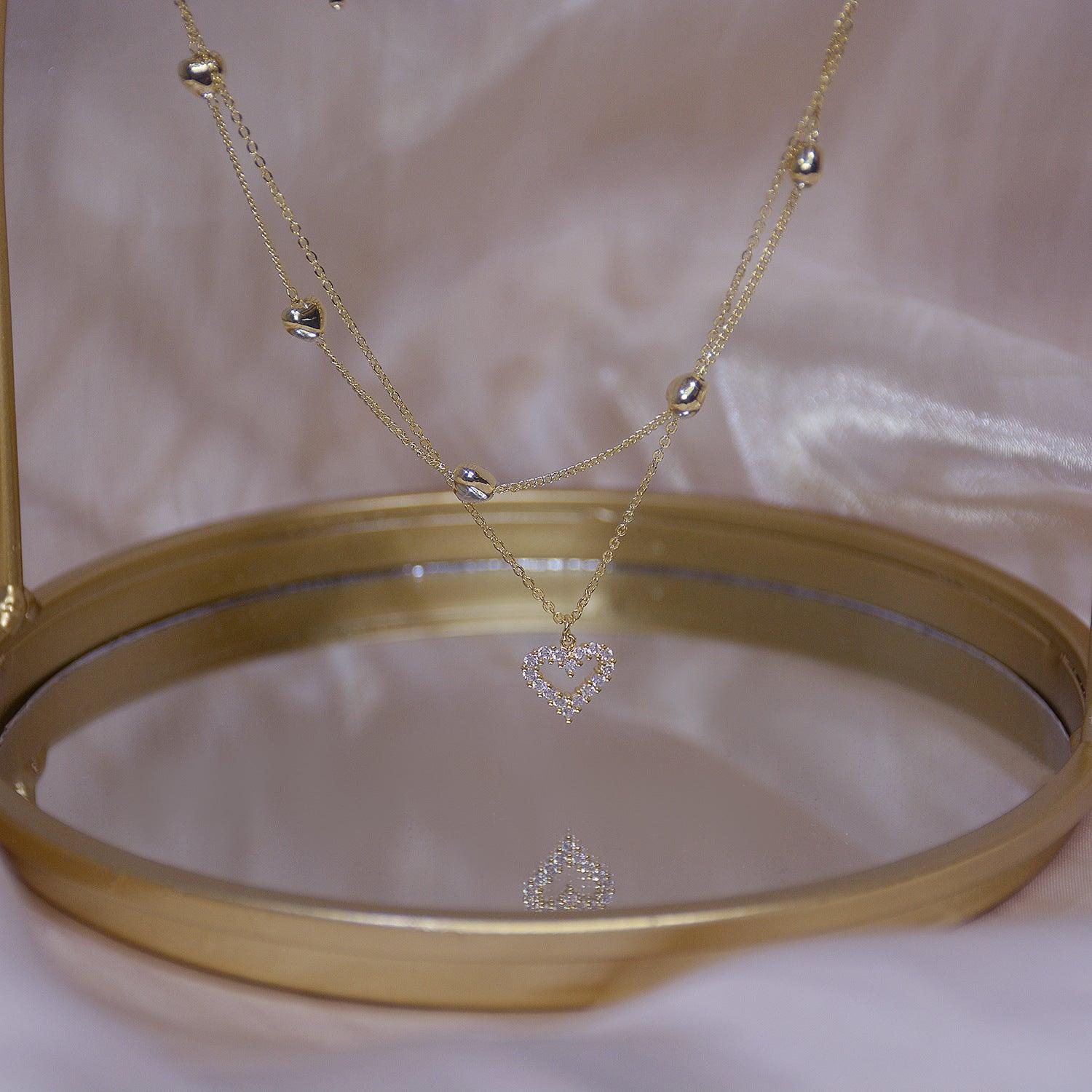 Double Strand Heart Necklace - Gold - Plated - Abbott Atelier