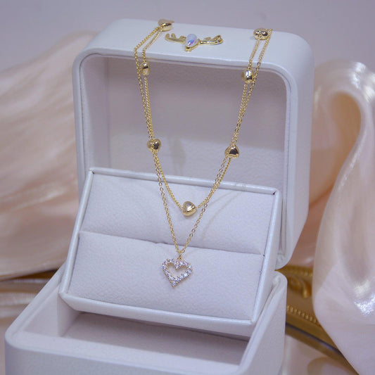 Double Strand Heart Necklace - Gold - Plated - Abbott Atelier