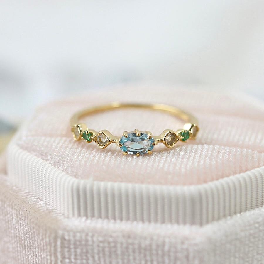 Elysian Aqua Ring - Gold - Plated - Abbott Atelier