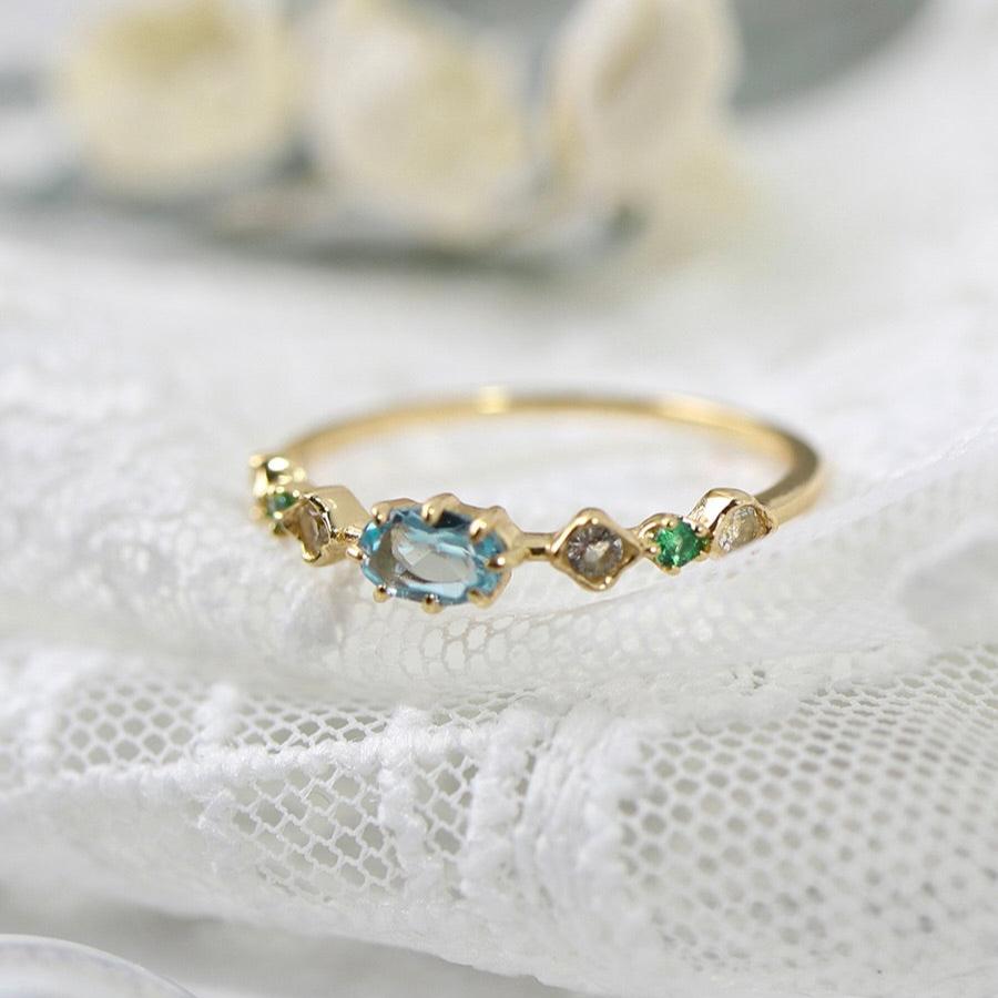 Elysian Aqua Ring - Gold - Plated - Abbott Atelier