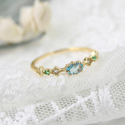 Elysian Aqua Ring - Gold - Plated - Abbott Atelier