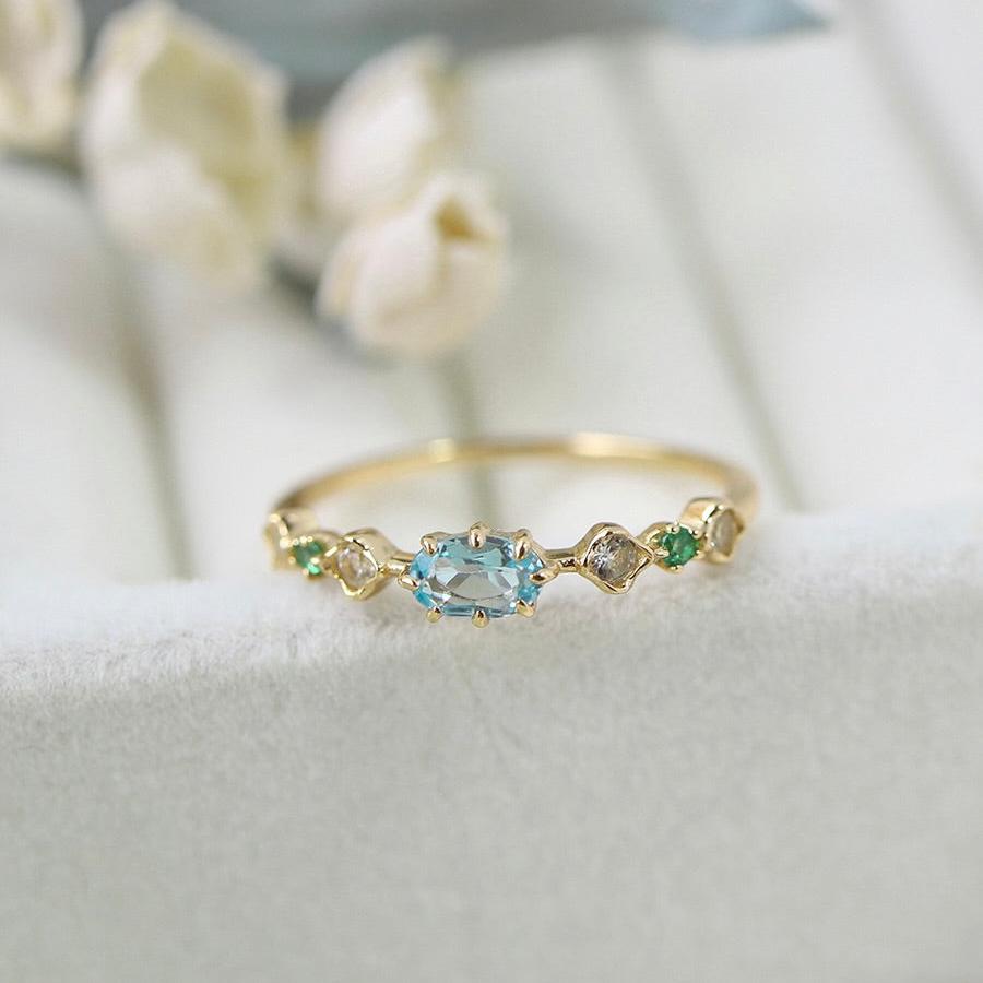 Elysian Aqua Ring - Gold - Plated - Abbott Atelier