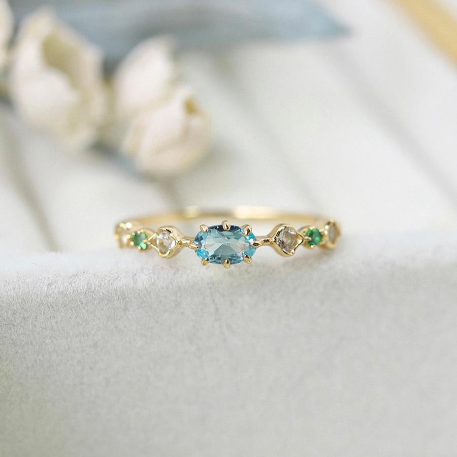 Elysian Aqua Ring - Gold - Plated - Abbott Atelier