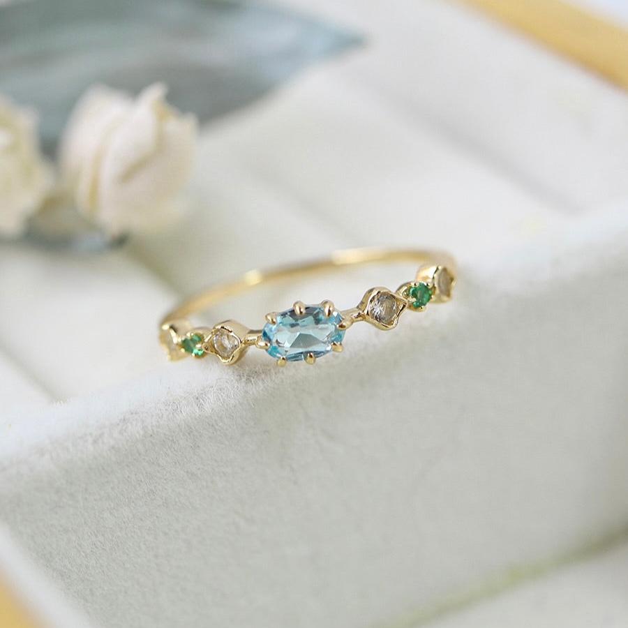 Elysian Aqua Ring - Gold - Plated - Abbott Atelier