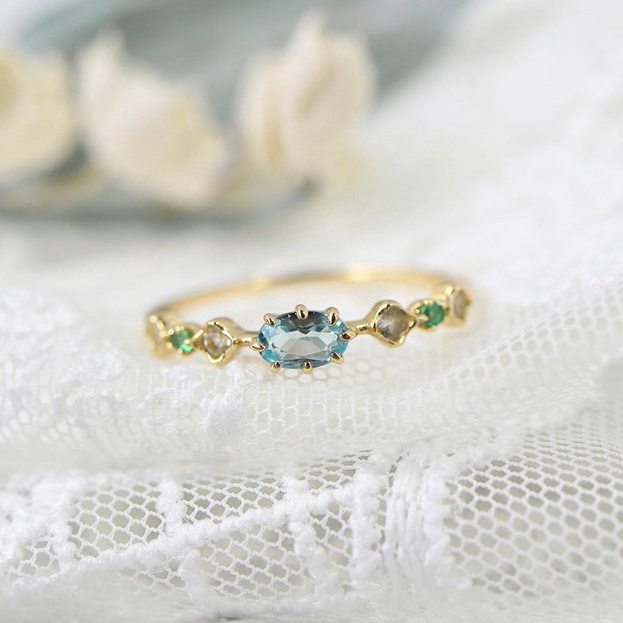 Elysian Aqua Ring - Gold - Plated - Abbott Atelier