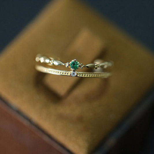 Emerald Ring - Lilian (Solid Silver) - Hypoallergenic - Abbott Atelier