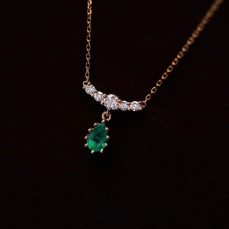 Emerald Waterdrop Necklace (Solid Silver) - Hypoallergenic - Abbott Atelier