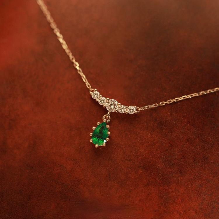 Emerald Waterdrop Necklace (Solid Silver) - Hypoallergenic - Abbott Atelier