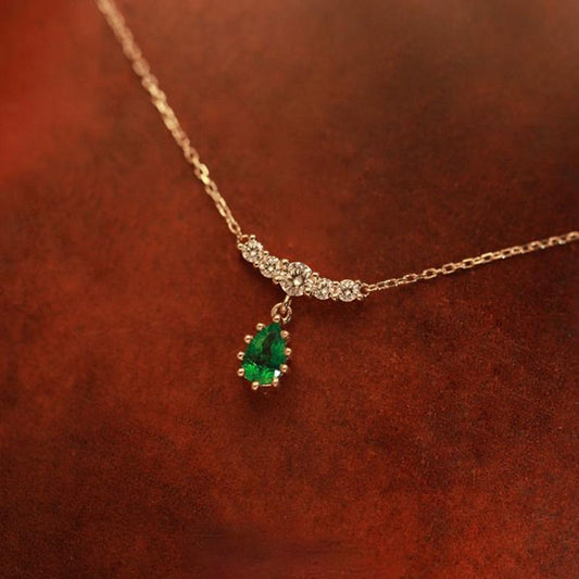 Emerald Waterdrop Necklace (Solid Silver) - Hypoallergenic - Abbott Atelier