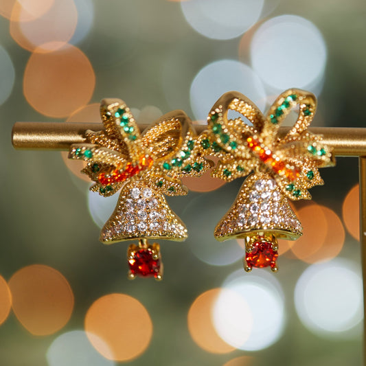 Festive Bell Earrings - Gold Plated Brass - Abbott Atelier