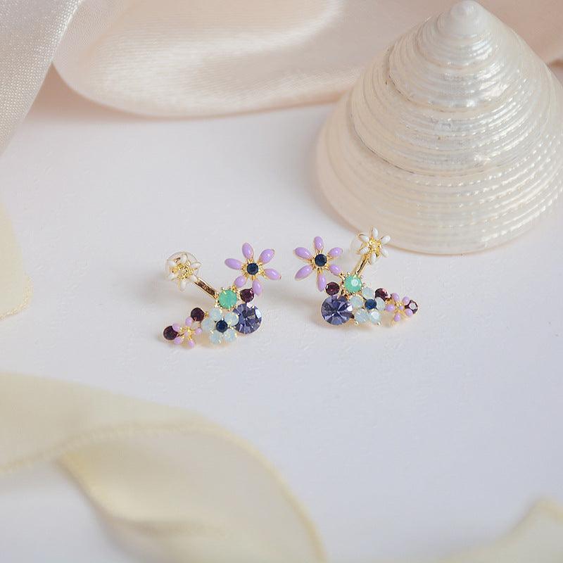 Floral Earrings (Purple/Yellow) - Hypoallergenic - Abbott Atelier
