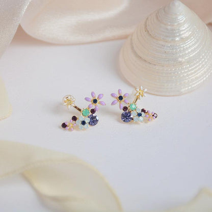 Floral Earrings (Purple/Yellow) - Hypoallergenic - Abbott Atelier