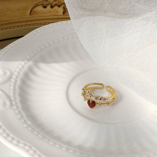 Floral Heart Ring - Jaimie - Gold - Plated - Abbott Atelier
