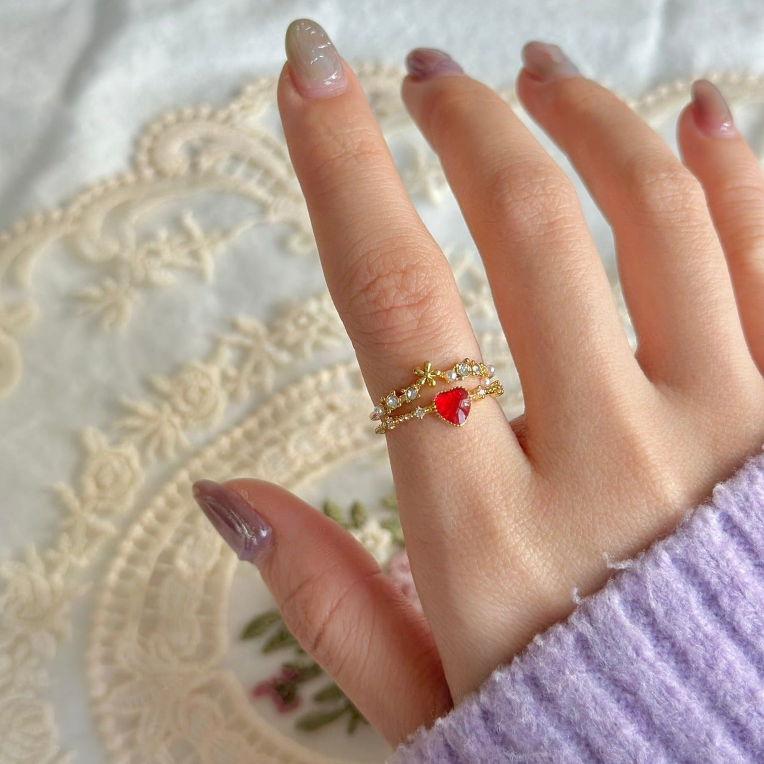 Floral Heart Ring - Jaimie - Gold - Plated - Abbott Atelier