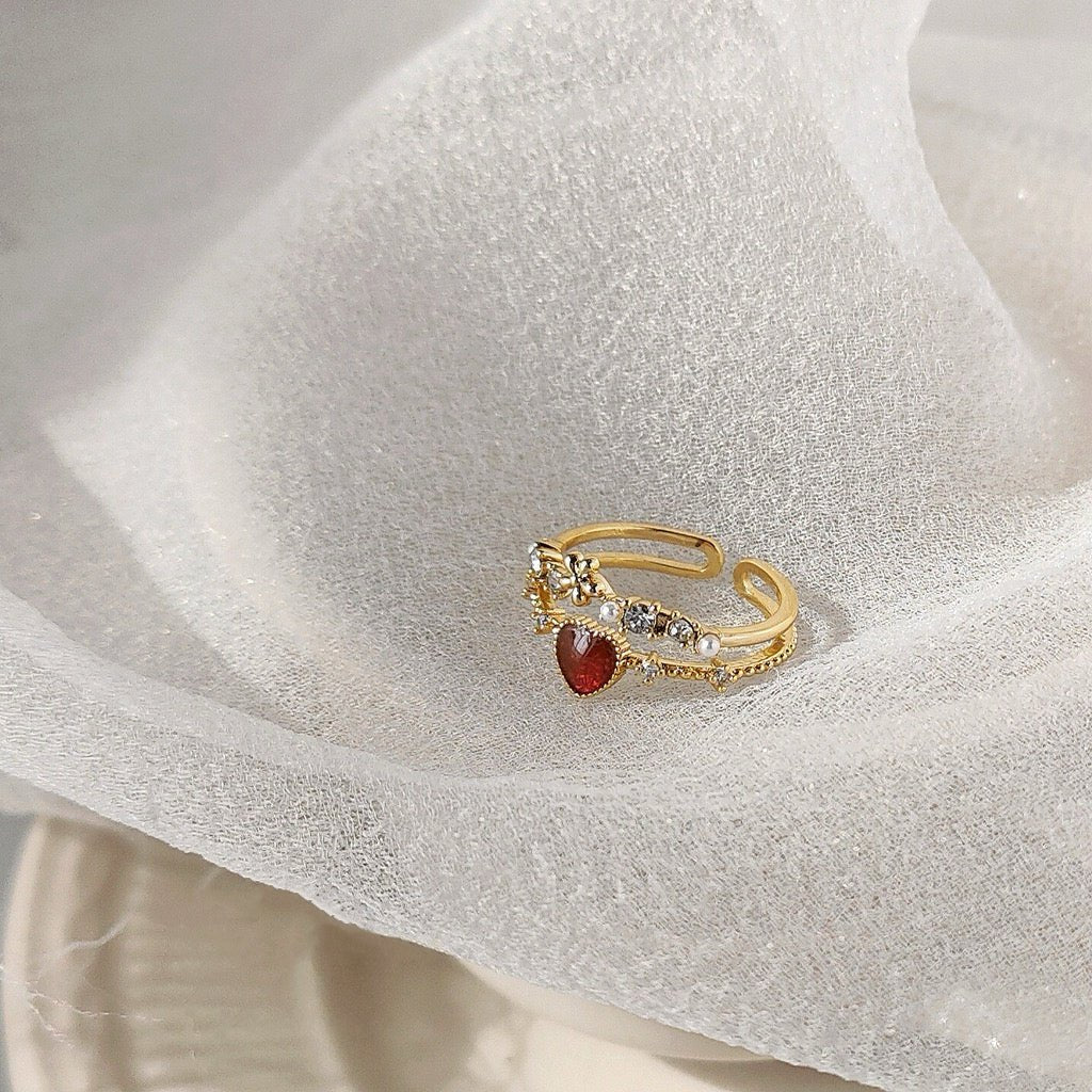 Floral Heart Ring - Jaimie - Gold - Plated - Abbott Atelier